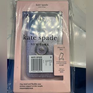 Kate Spade Glitter iPhone 13 Pro Case-Lilac Frost  w/Ring Stand- NEW with tag